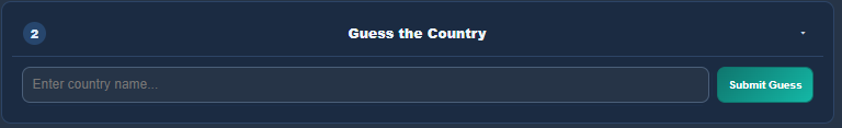 Guess the Country input field