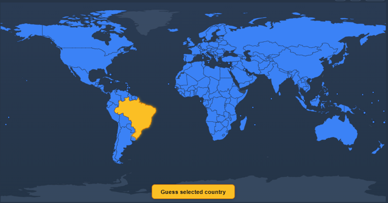 World map with a country selected